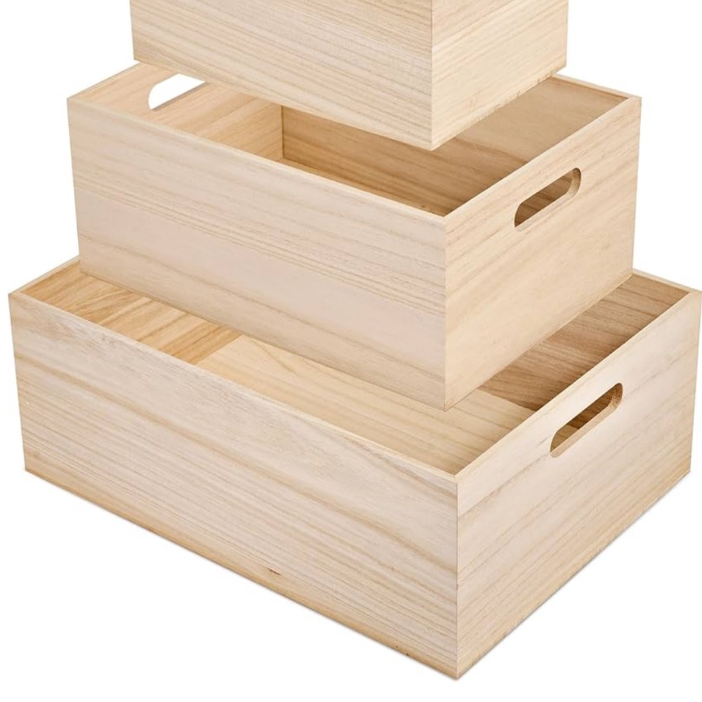 Sorbus.Nesting Wooden Storage Bins 3 pack.